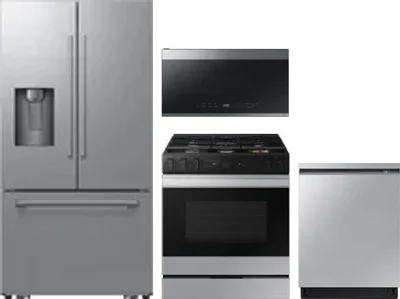 4 Piece Package Includes Refrigerator, Range, Microwave And Dishwasher