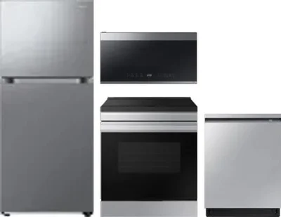 4 Piece Package Includes Refrigerator, Range, Microwave And Dishwasher
