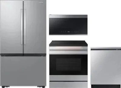4 Piece Package Includes Refrigerator, Range, Microwave And Dishwasher