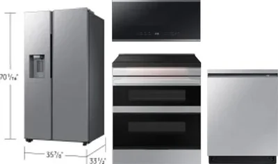 4 Piece Package Includes Refrigerator, Range, Microwave And Dishwasher