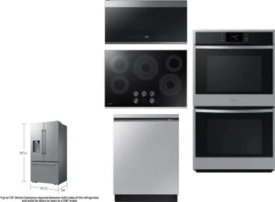 5 Piece Package Includes Refrigerator, Cooktop, Wall Oven, Microwave And Dishwasher