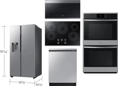 5 Piece Package Includes Refrigerator, Cooktop, Wall Oven, Microwave And Dishwasher