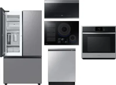 5 Piece Package Includes Refrigerator, Cooktop, Wall Oven, Microwave And Dishwasher