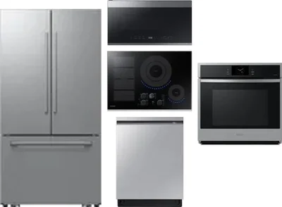 5 Piece Package Includes Refrigerator, Cooktop, Wall Oven, Microwave And Dishwasher