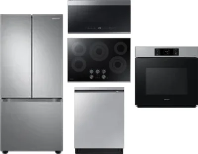 5 Piece Package Includes Refrigerator, Cooktop, Wall Oven, Microwave And Dishwasher