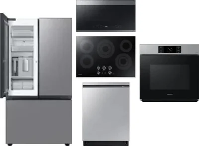 5 Piece Package Includes Refrigerator, Cooktop, Wall Oven, Microwave And Dishwasher