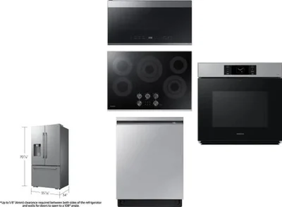 5 Piece Package Includes Refrigerator, Cooktop, Wall Oven, Microwave And Dishwasher