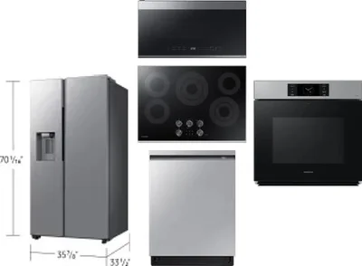 5 Piece Package Includes Refrigerator, Cooktop, Wall Oven, Microwave And Dishwasher