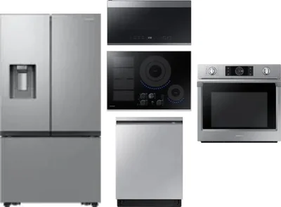 5 Piece Package Includes Refrigerator, Cooktop, Wall Oven, Microwave And Dishwasher