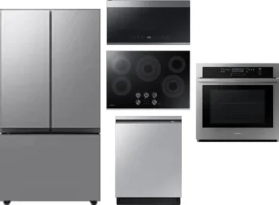 5 Piece Package Includes Refrigerator, Cooktop, Wall Oven, Microwave And Dishwasher