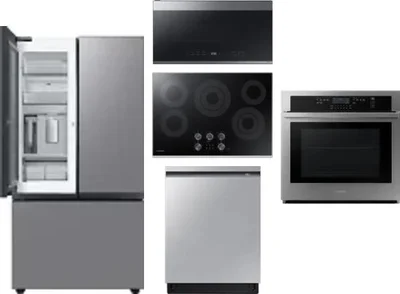 5 Piece Package Includes Refrigerator, Cooktop, Wall Oven, Microwave And Dishwasher