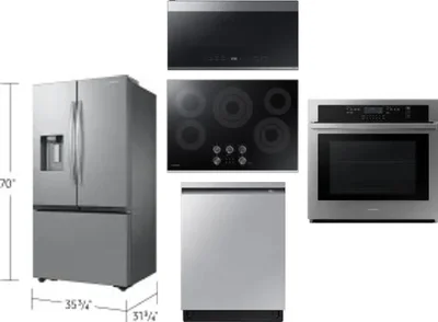 5 Piece Package Includes Refrigerator, Cooktop, Wall Oven, Microwave And Dishwasher