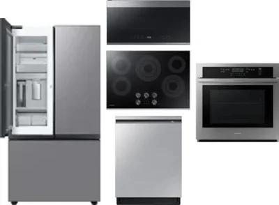 5 Piece Package Includes Refrigerator, Cooktop, Wall Oven, Microwave And Dishwasher