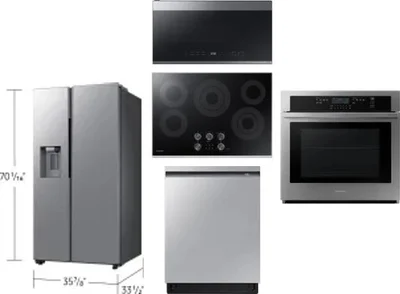 5 Piece Package Includes Refrigerator, Cooktop, Wall Oven, Microwave And Dishwasher