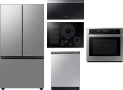 5 Piece Package Includes Refrigerator, Cooktop, Wall Oven, Microwave And Dishwasher