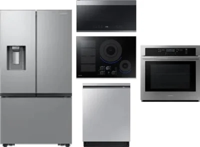 5 Piece Package Includes Refrigerator, Cooktop, Wall Oven, Microwave And Dishwasher