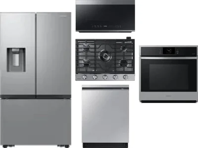5 Piece Package Includes Refrigerator, Cooktop, Wall Oven, Microwave And Dishwasher