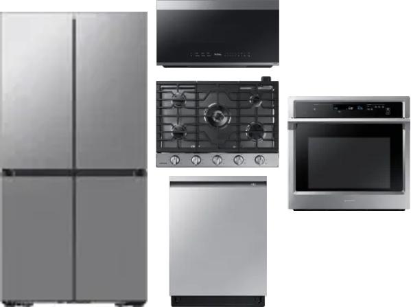 5 Piece Package Includes Refrigerator, Cooktop, Wall Oven, Microwave And Dishwasher