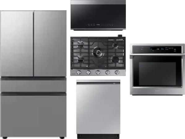 5 Piece Package Includes Refrigerator, Cooktop, Wall Oven, Microwave And Dishwasher