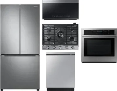 5 Piece Package Includes Refrigerator, Cooktop, Wall Oven, Microwave And Dishwasher