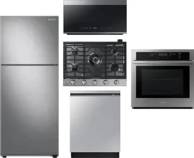5 Piece Package Includes Refrigerator, Cooktop, Wall Oven, Microwave And Dishwasher