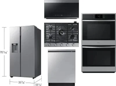 5 Piece Package Includes Refrigerator, Cooktop, Wall Oven, Microwave And Dishwasher