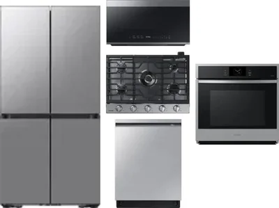 5 Piece Package Includes Refrigerator, Cooktop, Wall Oven, Microwave And Dishwasher