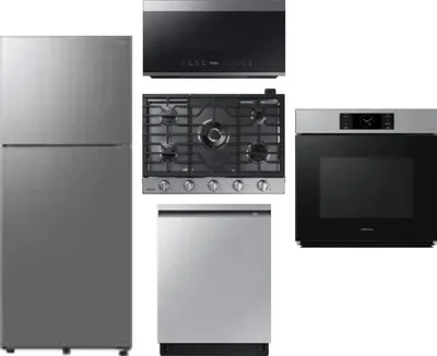 5 Piece Package Includes Refrigerator, Cooktop, Wall Oven, Microwave And Dishwasher