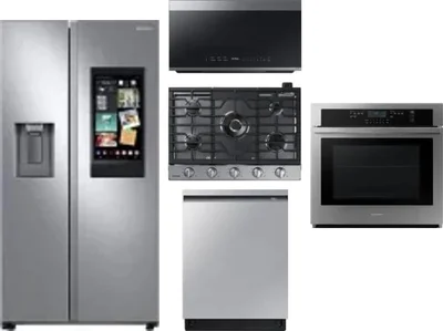 5 Piece Package Includes Refrigerator, Cooktop, Wall Oven, Microwave And Dishwasher
