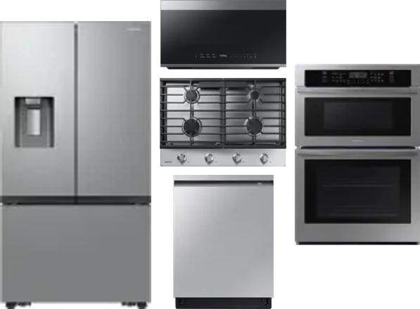 5 Piece Package Includes Refrigerator, Cooktop, Wall Oven, Microwave And Dishwasher