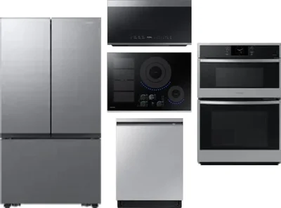 5 Piece Package Includes Refrigerator, Cooktop, Wall Oven, Microwave And Dishwasher