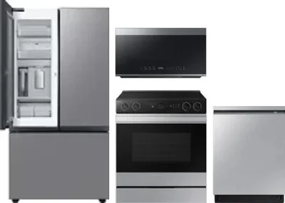 4 Piece Package Includes Refrigerator, Range, Microwave And Dishwasher