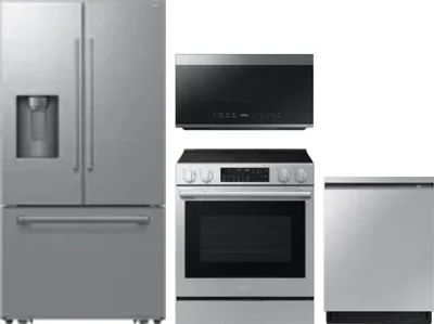 4 Piece Package Includes Refrigerator, Range, Microwave And Dishwasher