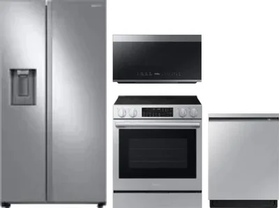4 Piece Package Includes Refrigerator, Range, Microwave And Dishwasher