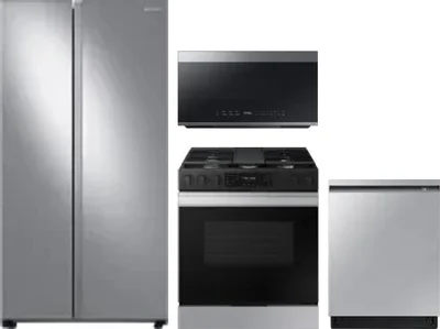 4 Piece Package Includes Refrigerator, Range, Microwave And Dishwasher