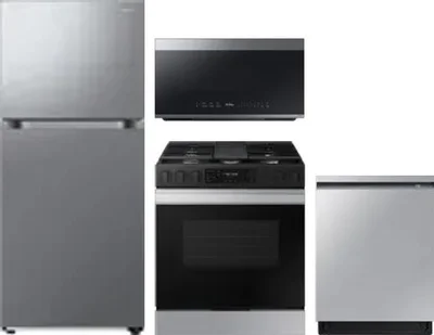 4 Piece Package Includes Refrigerator, Range, Microwave And Dishwasher