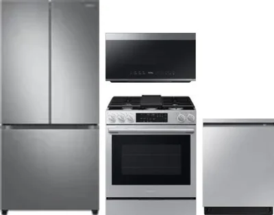 4 Piece Package Includes Refrigerator, Range, Microwave And Dishwasher
