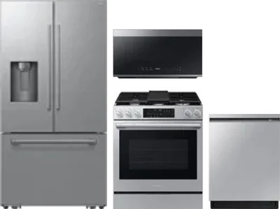 4 Piece Package Includes Refrigerator, Range, Microwave And Dishwasher