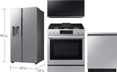 4 Piece Package Includes Refrigerator, Range, Microwave And Dishwasher