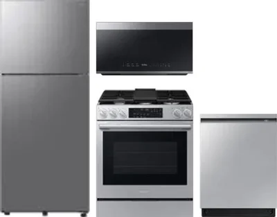 4 Piece Package Includes Refrigerator, Range, Microwave And Dishwasher