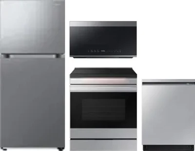 4 Piece Package Includes Refrigerator, Range, Microwave And Dishwasher