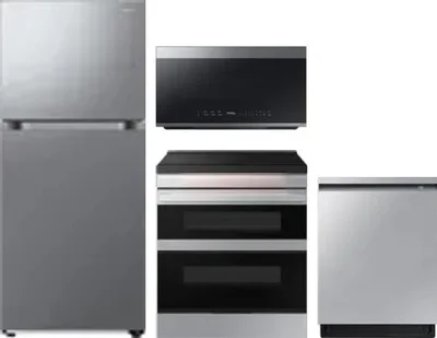 4 Piece Package Includes Refrigerator, Range, Microwave And Dishwasher