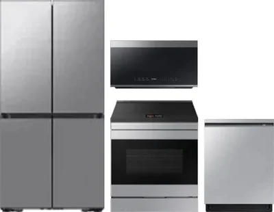 4 Piece Package Includes Refrigerator, Range, Microwave And Dishwasher