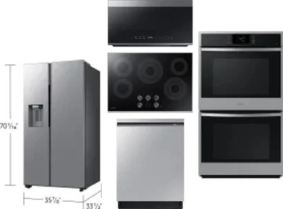 5 Piece Package Includes Refrigerator, Cooktop, Wall Oven, Microwave And Dishwasher