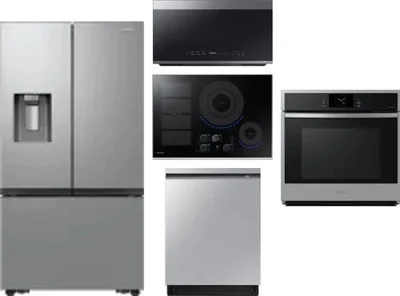 5 Piece Package Includes Refrigerator, Cooktop, Wall Oven, Microwave And Dishwasher