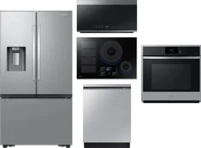 5 Piece Package Includes Refrigerator, Cooktop, Wall Oven, Microwave And Dishwasher