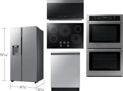 5 Piece Package Includes Refrigerator, Cooktop, Wall Oven, Microwave And Dishwasher