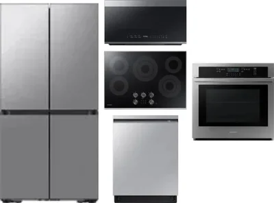 5 Piece Package Includes Refrigerator, Cooktop, Wall Oven, Microwave And Dishwasher