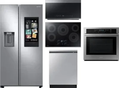 5 Piece Package Includes Refrigerator, Cooktop, Wall Oven, Microwave And Dishwasher