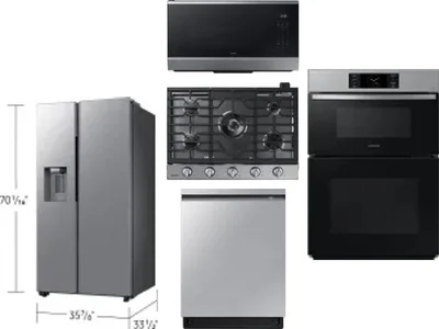 5 Piece Package Includes Refrigerator, Cooktop, Wall Oven, Microwave And Dishwasher